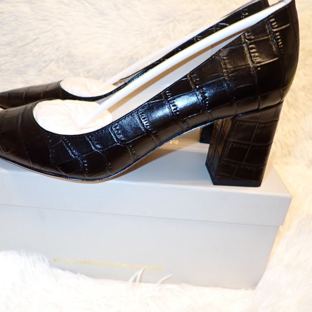 Black croc embossed low heels BRAND NEW